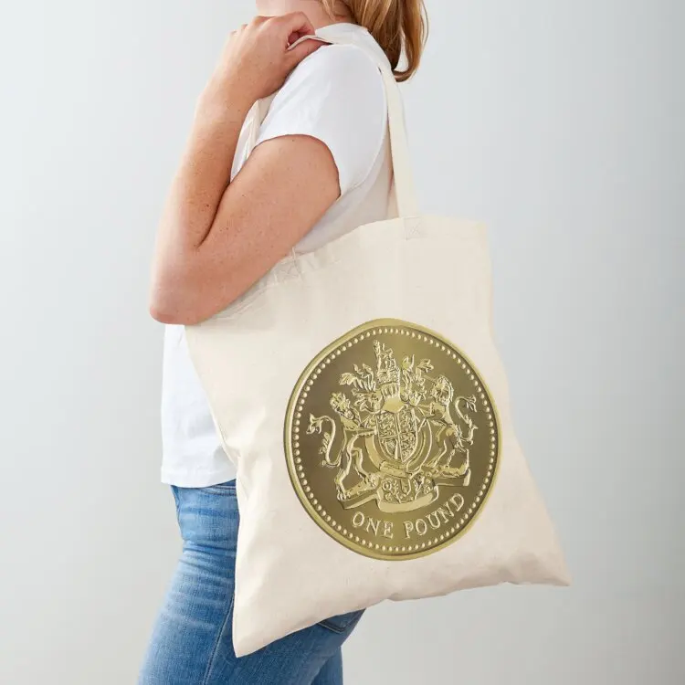 

British money gold coin one pound Tote Bag Eco bag Portable shopping bag Big Women bags