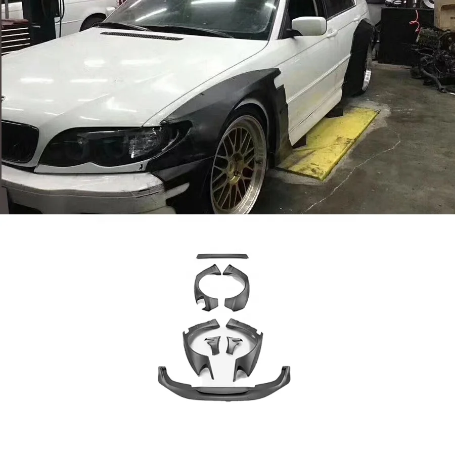 Car Parts Front Lip Diffuser Side Skirts Spoiler Trunk Wing FRP Wide Body Kit For  3 Series M3 E46 Coupe Bodykit