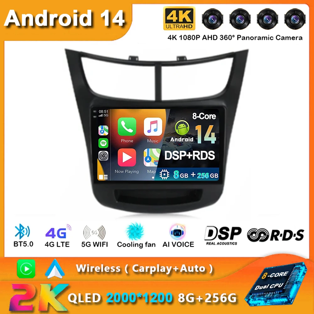

Автомагнитола на Android 14 для Chevrolet Sail Aveo 2015, 2016, 2017, 2018, 2019, GPS-навигация, мультимедийный видеоплеер, стерео, Wi-Fi, Carplay