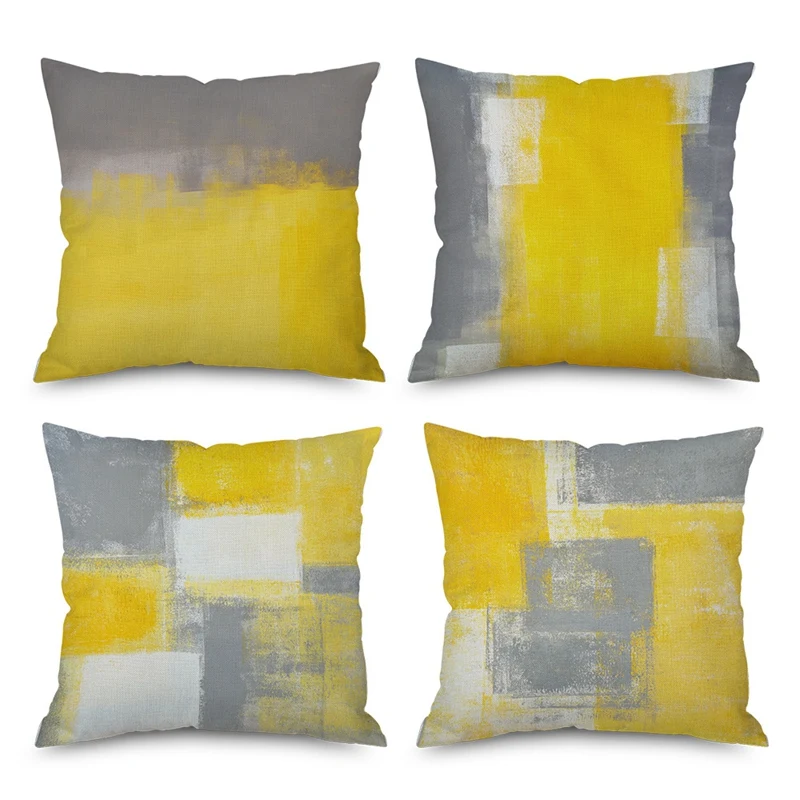 

JFBL Hot Yellow Abstract Decorative Pillows Case Decor Sofa Cushion Cover Throw Pillowcase 45X45cm