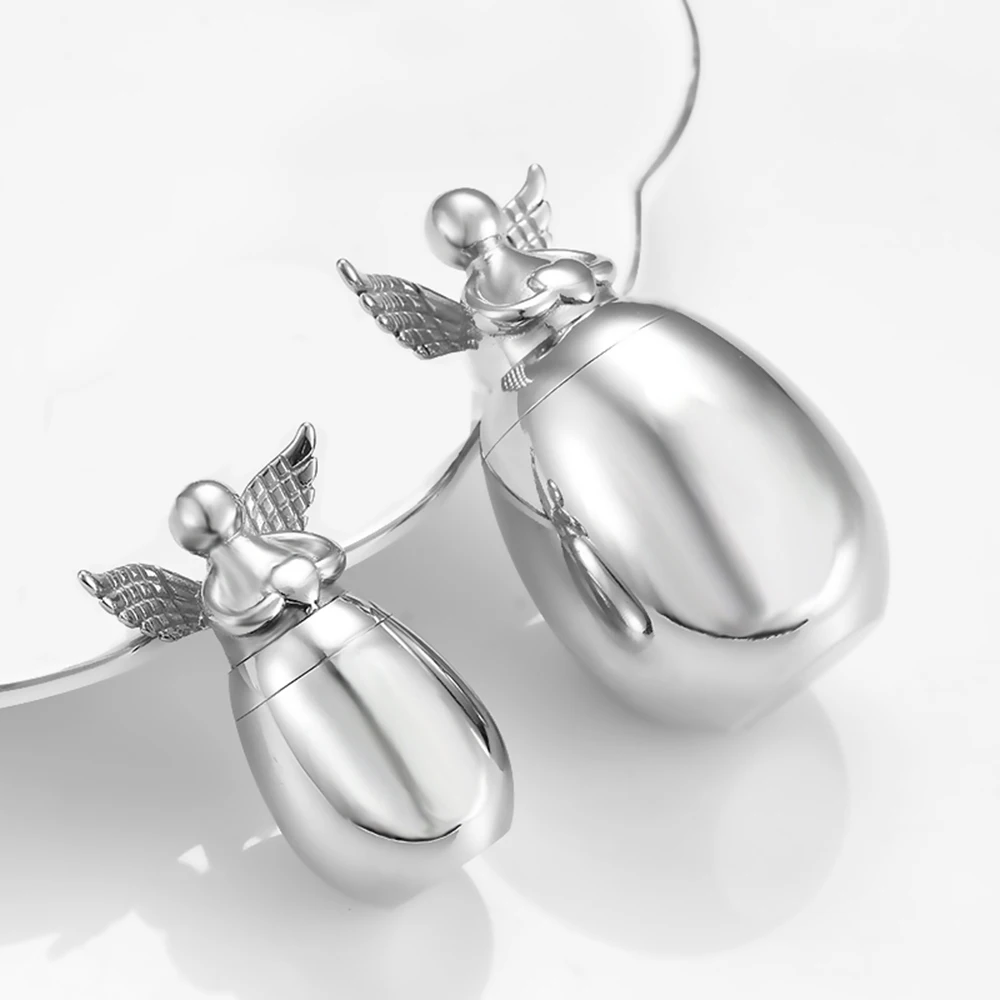 Cute Angel Wing Heart Memorial Keepsake Stainless Steel Cremation Urns for Human Pet Ashes Can be Engraved