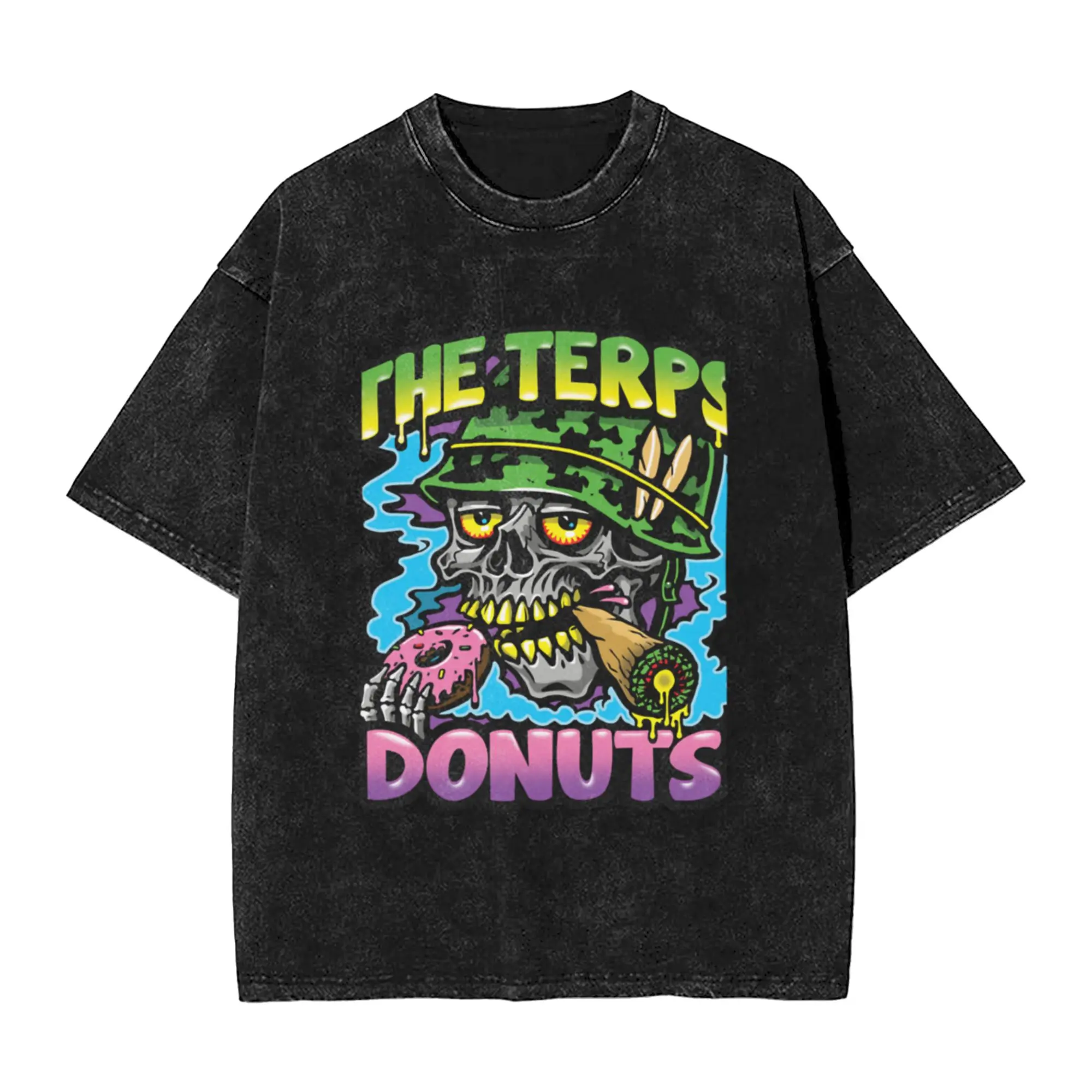 Terps Army Donuts Unique Cool A T-Shirt Oversized Short Sleeve Men's Women's Cotton Tees Tops