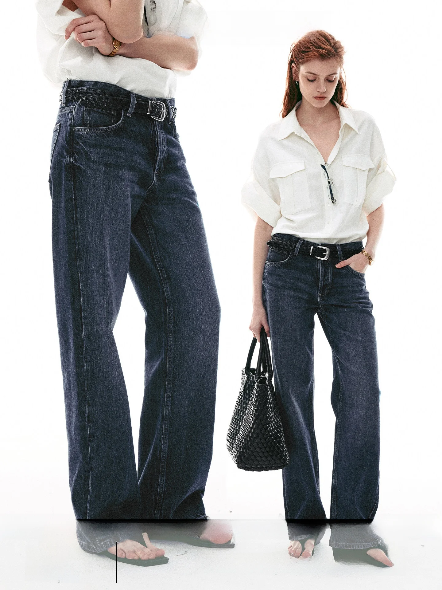 

Женские летние винтажные джинсы-брюки с эффектом потертости, свободного прямого кроя, классические синие джинсовые брюки 26SS