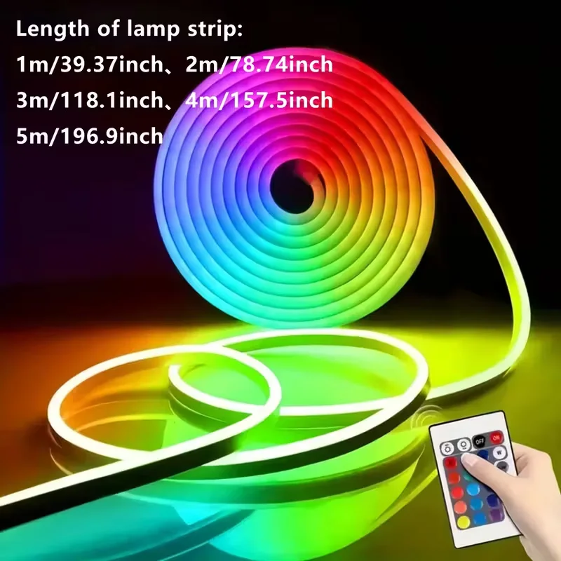 5V LED Neon Strip Lights USB Powered Music Sync 24-Key Remote Flexible And Waterproof For Indoor Outdoor Decoration Strip Lights