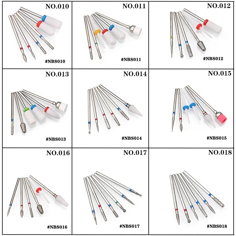 6 teile/satz Diamant Nagel Bohrer Elektrische Fräser Für Pediküre Nagel Dateien Häutchen Grat Maniküre Bohrer Maschine Zubehör