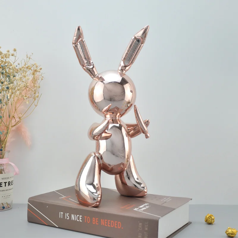 35CM Big Balloon Rabbit Sculpture Art Home Decorations Resin Animal Statue Artifact