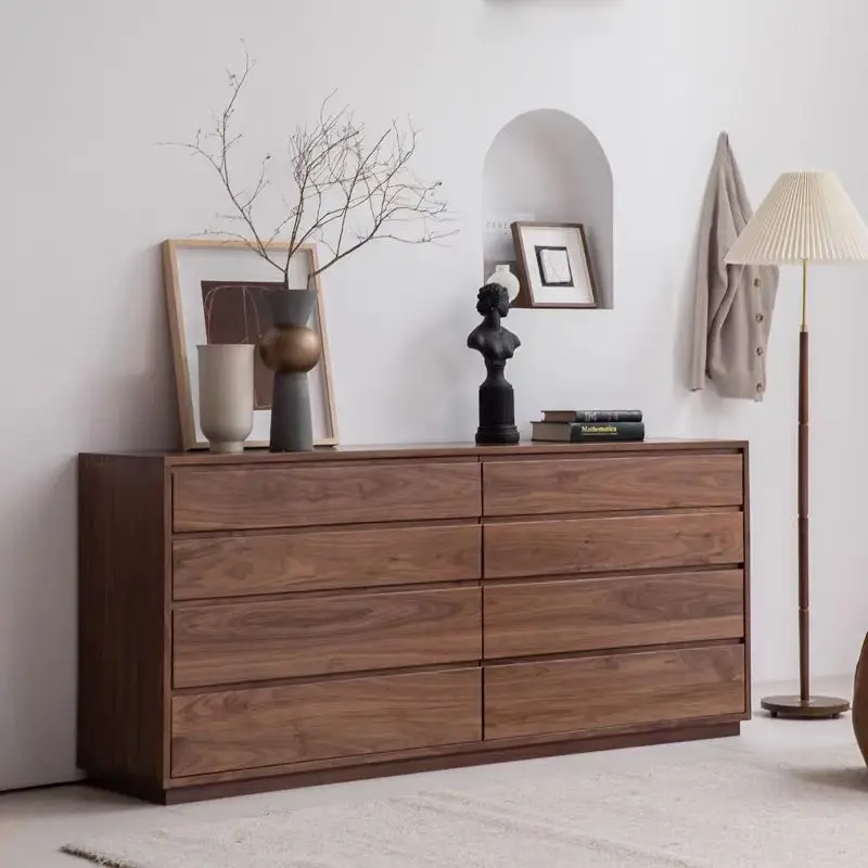 

Customizable Nordic black walnut eight bucket simple full bedside storage multi-functional drawer cabinet