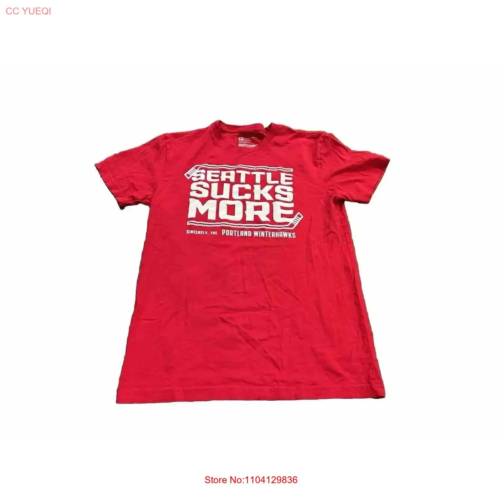 Portland Gear Mens Winterhawks Seattle Sucks More Red T Shirt Size S vintage Washed designer clothes Casual Soft fashion