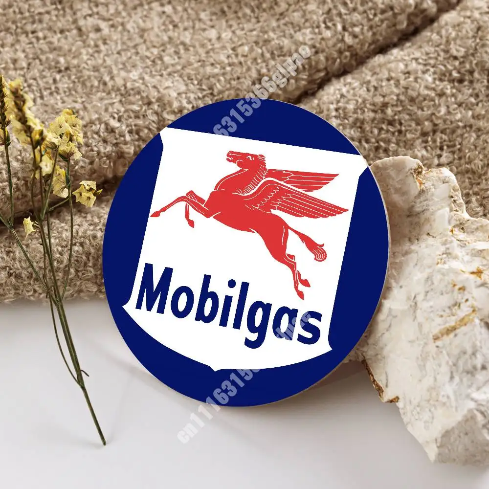M-MobilExxon G-Gazprom Oil Gas Corporation Wooden Cup Mat Cappuccino Vodka Juice Water Coaster for Flower Shop 5