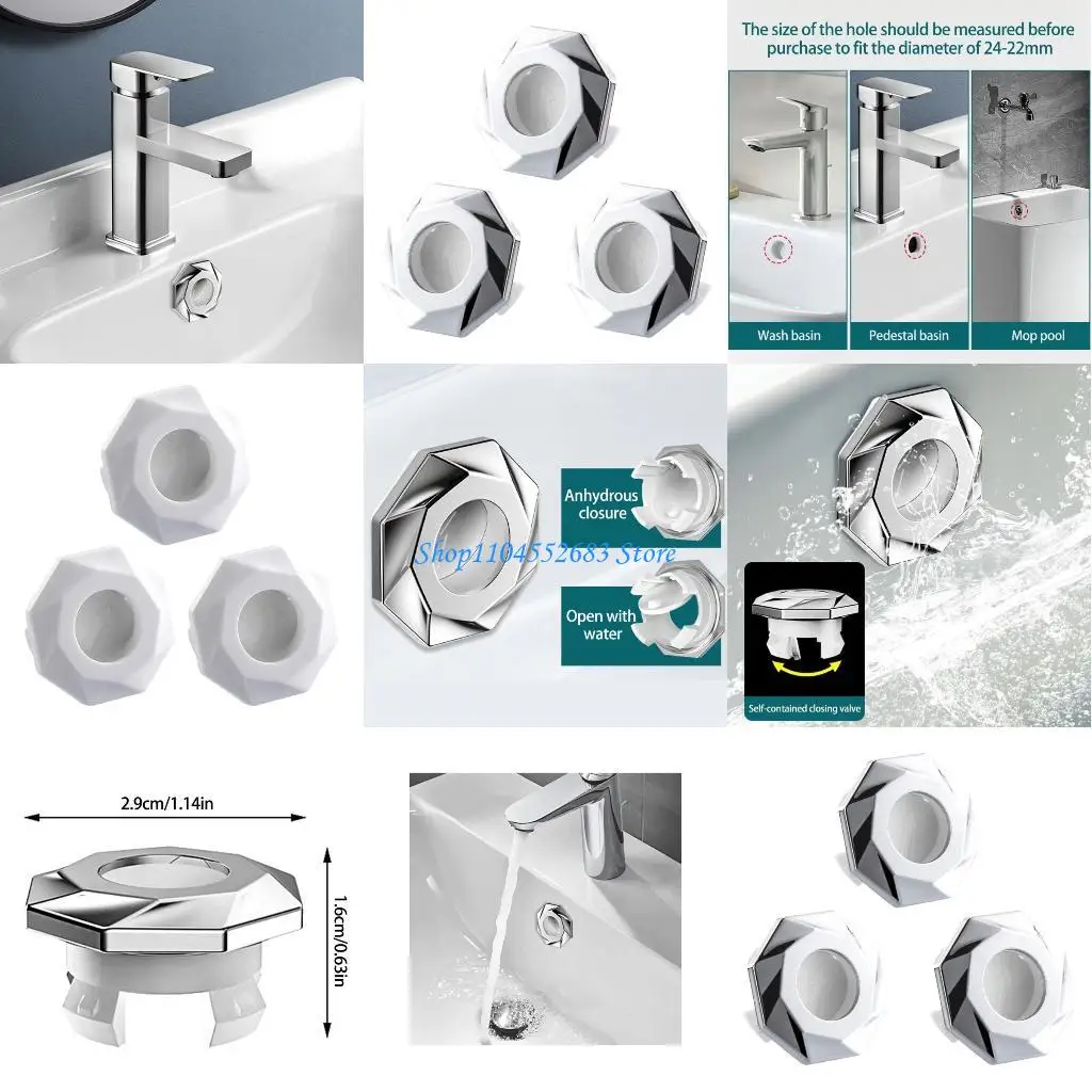 

Y6GD 3Pieces Sturdy Overflows Covers Convenient for Bathroom and Kitchen Supplies Sink Basins Easy to Installion Designs