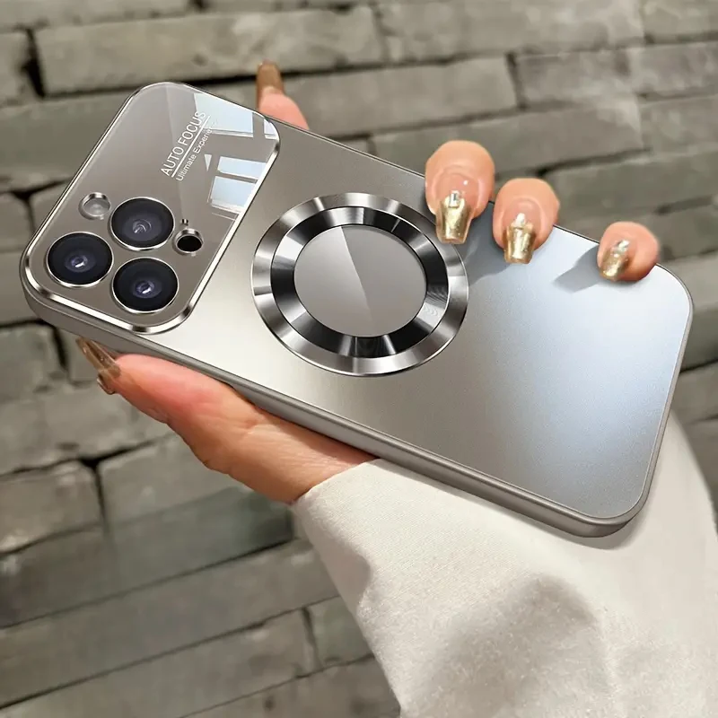Neue Titan-Metallic-Farbe Magnetische Handyhülle für iPhone 18 17 16 15 14 11 13 12 Pro Max Matte Kabellose Lade-Schutzhülle – Detail 11