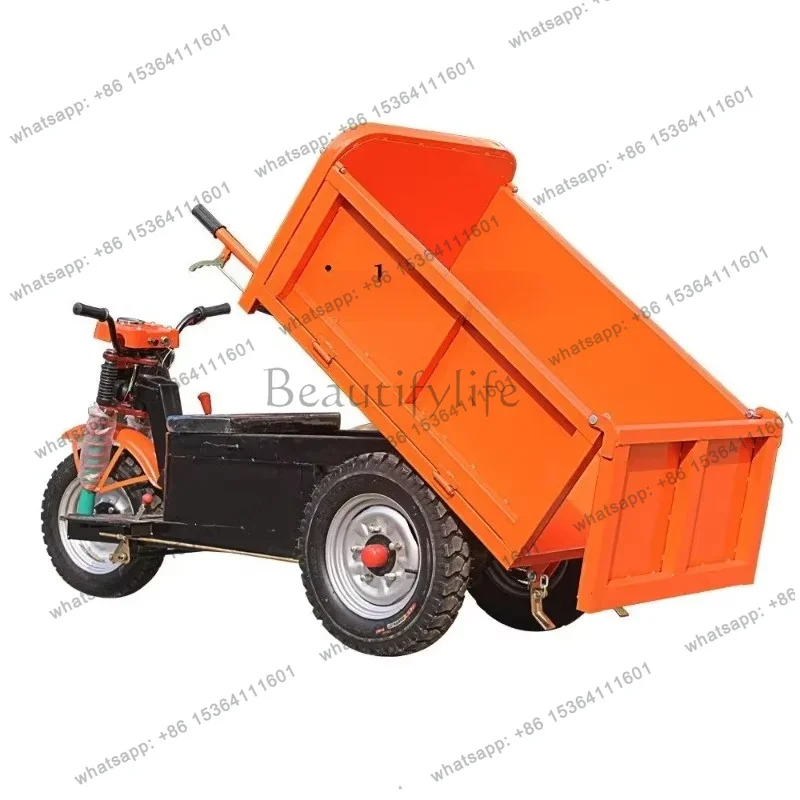 FG   tricycle dump truck construction site cement load climbing dump truck