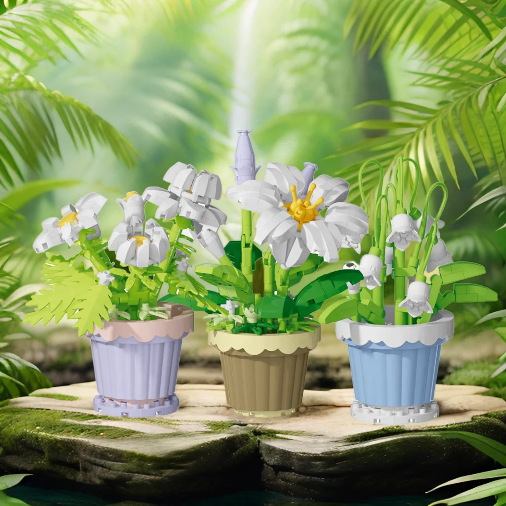 Micro Mini Building Blocks Toy Eternal Flower Multi Style Flower Pot Building Blocks Improvement Environment Children's Assembly