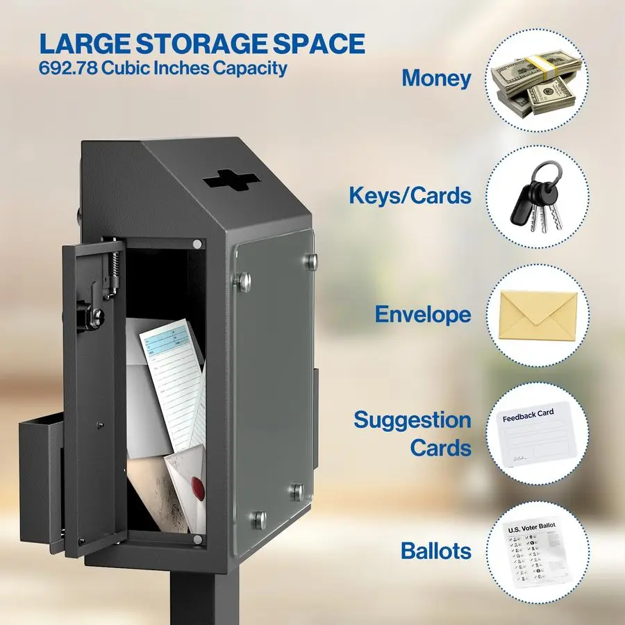 صندوق تبرع لصندوق اقتراحات جمع الصمامات مع حامل، صناديق عرض قفل فتحة أمبير للكنيسة، صلاة قائمة على الأرض V
