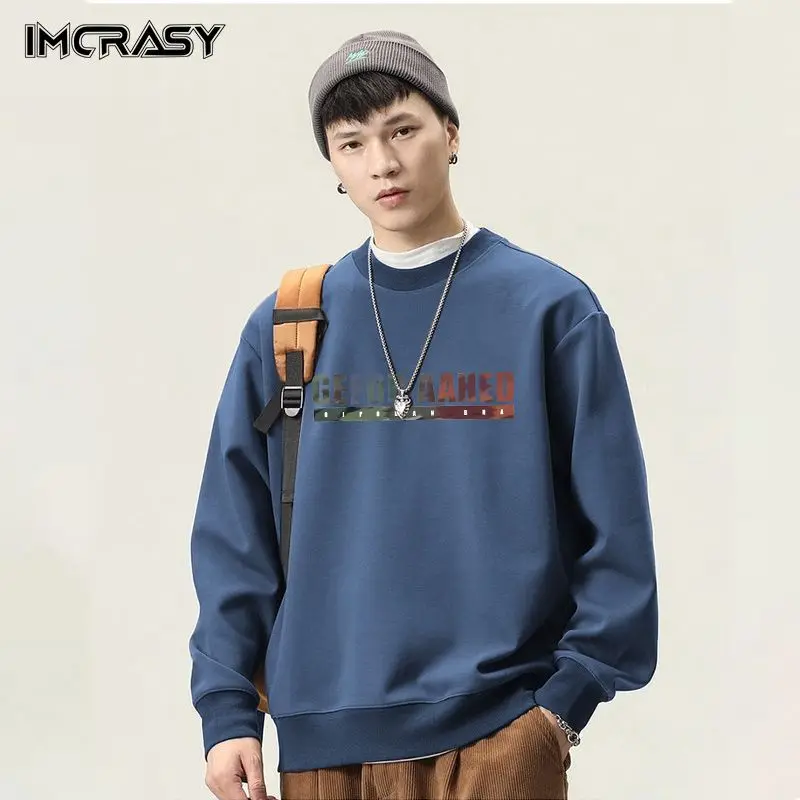 Autumn Men's Basic Round Neck Hoodie Top Men's Street Wear Casual Daily Long Sleeve Clothes Men's Comfortable Versatile Hoodie