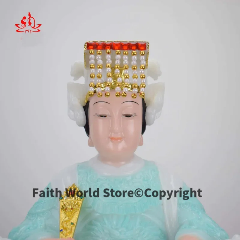 LARGE -high-grade Home efficacious Talisman Mascot Goddess of SEA Matsu MAZU Guanyin Buddha jade gilding Sculpture statue 28cm