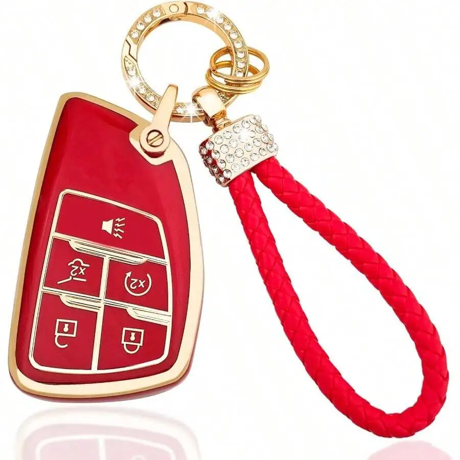 DOLLEN Soft TPU Key Fob Cover Fit For 2021-2025 2026 GMC Yukon For Chevy Sierado Tahoe Buick Full Protection Remote Key Case Wit