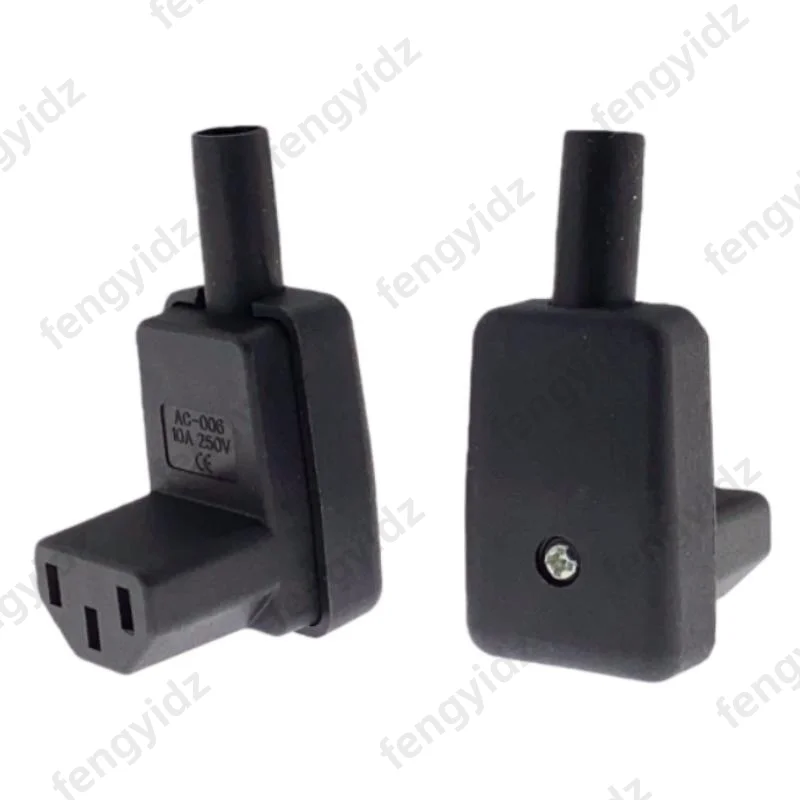 90 Degree Angled IEC 320 C13 Female Plug Electrical AC Plug 10A 250V Power Cord Cable Assemble Connector Black