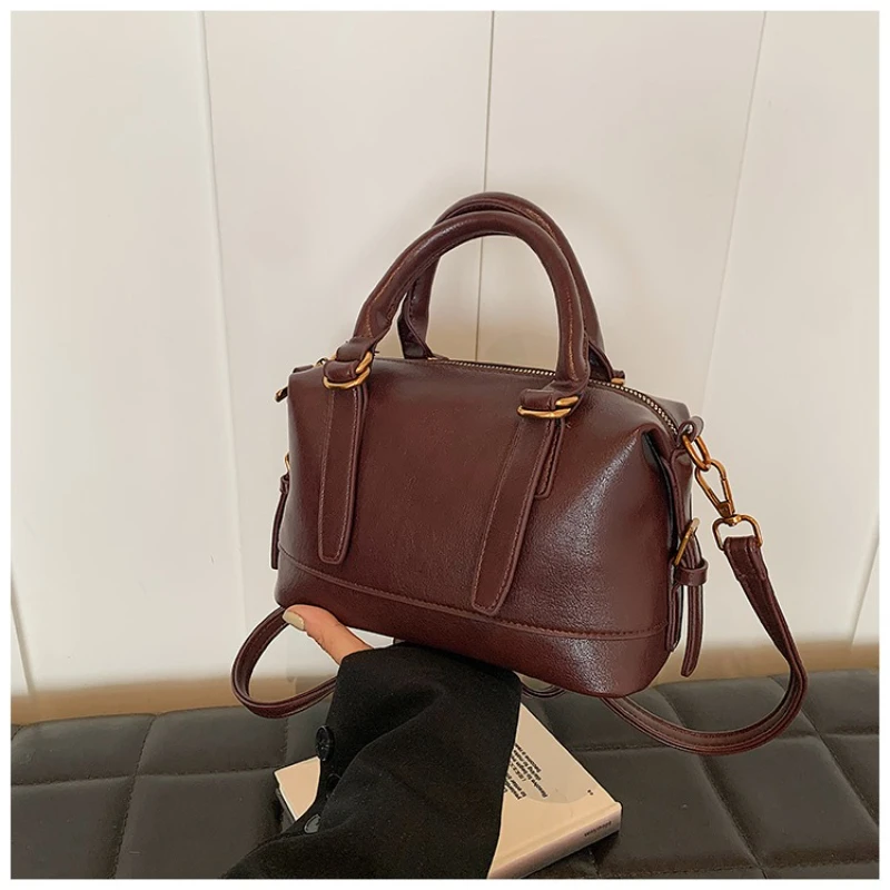 

Fashion PU Purses and Handbag Retro Handheld Bowling Bag Women Commuter Bag Multifunctional Crossbody Bag Повседневная Сумка