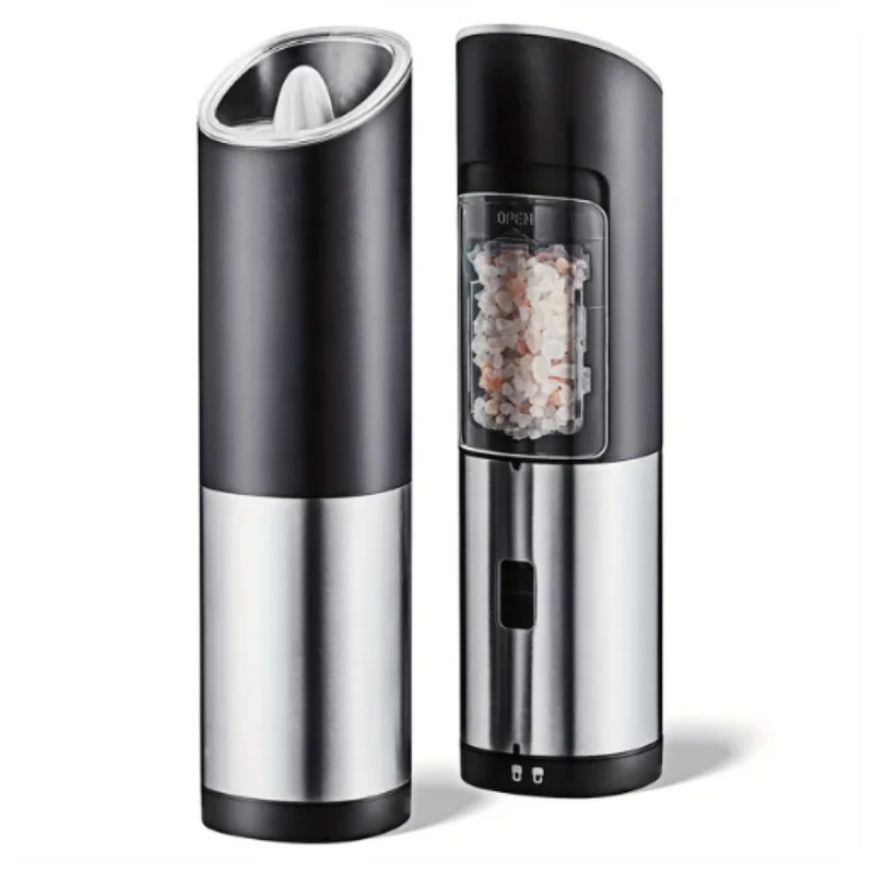 Electric Pepper Grinder With Adjustable Roughness Auto Sea Salt Mill Battery Operated Gravity Grinder with Light Switch Button