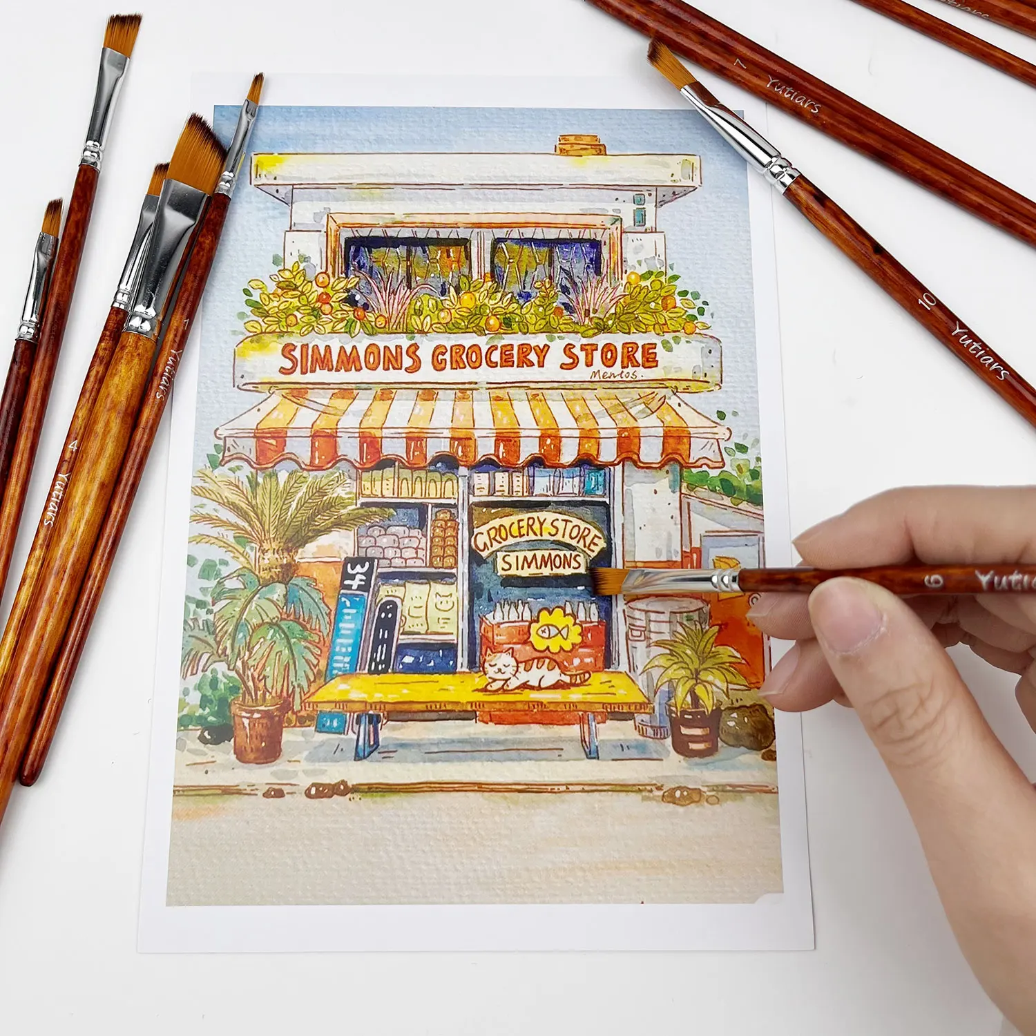 각진 페인트 브러시 나일론 헤어 각진 수채화 페인트 브러시 세트 아크릴 수채화 구아슈 잉크 오일 및 온도