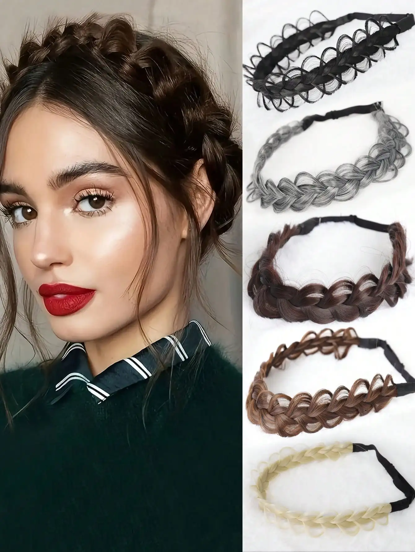 Synthetic 1 pc Women\'s Adjustable Braided Hair Band Can Be Used As Wig Decoration, Suitable For Women\'s L