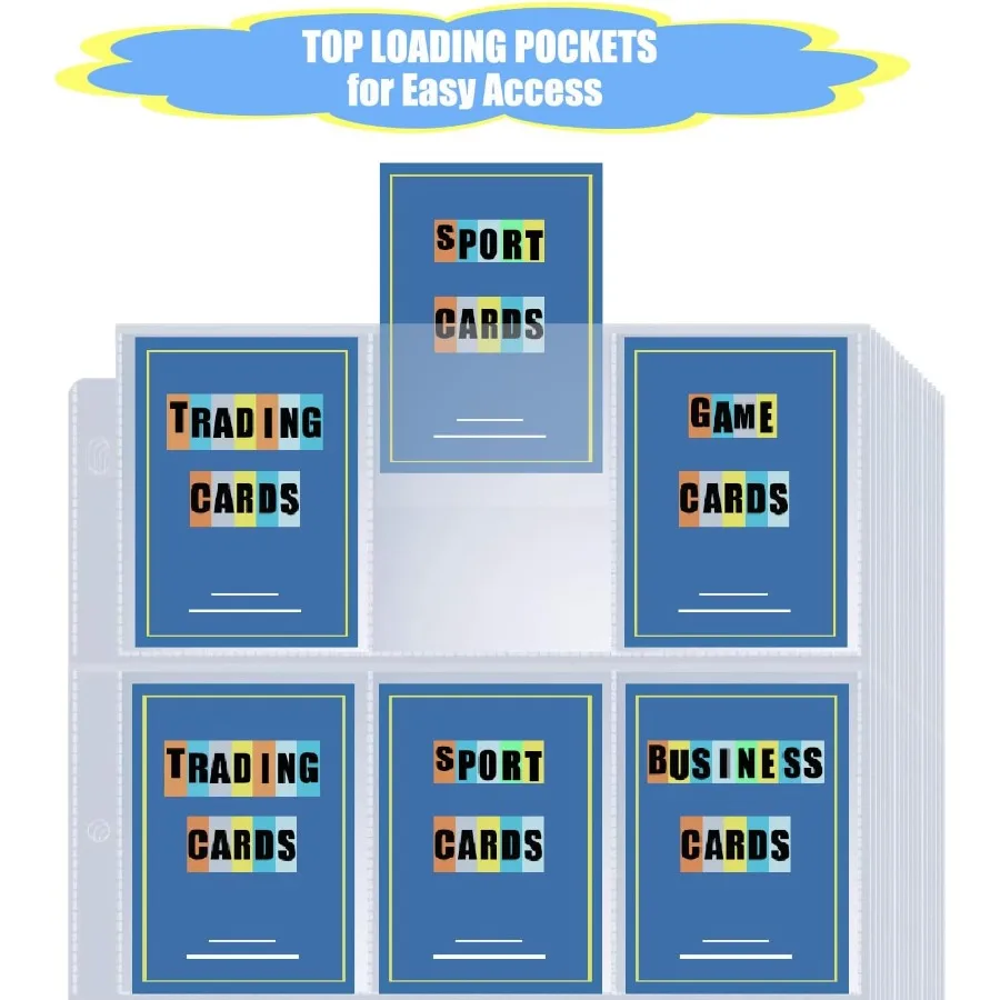 36 pacote 9 folhas protetoras de cartão de bolso mangas de cartão de negociação páginas para 3 anéis binde contém 2.5 "x 3.5" negociação esportes negócios comuns