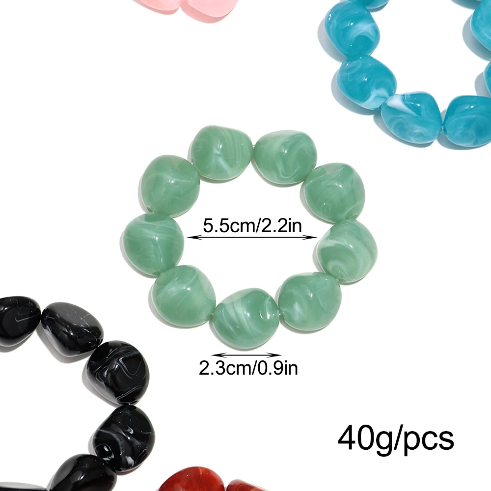 Boho Bunte Unregelmäßige Steinförmige Perlen Stretch-Armreifen Neues Geometrisches Harz-Perlenarmband 2026 Trendiger Schmuck – Detail 1
