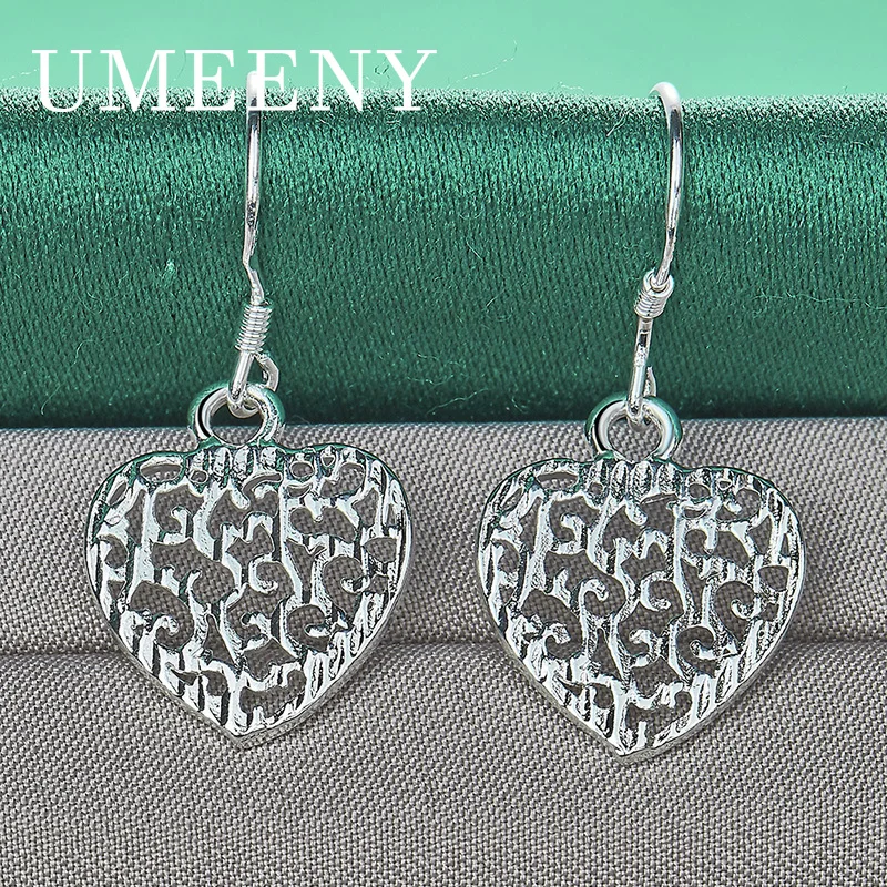 

Luxury 925 Sterling Silver Exquisite Heart Shape Hollow Earrings Fashion Women Girlfriend Gift Party Wedding Accessories Jewelry