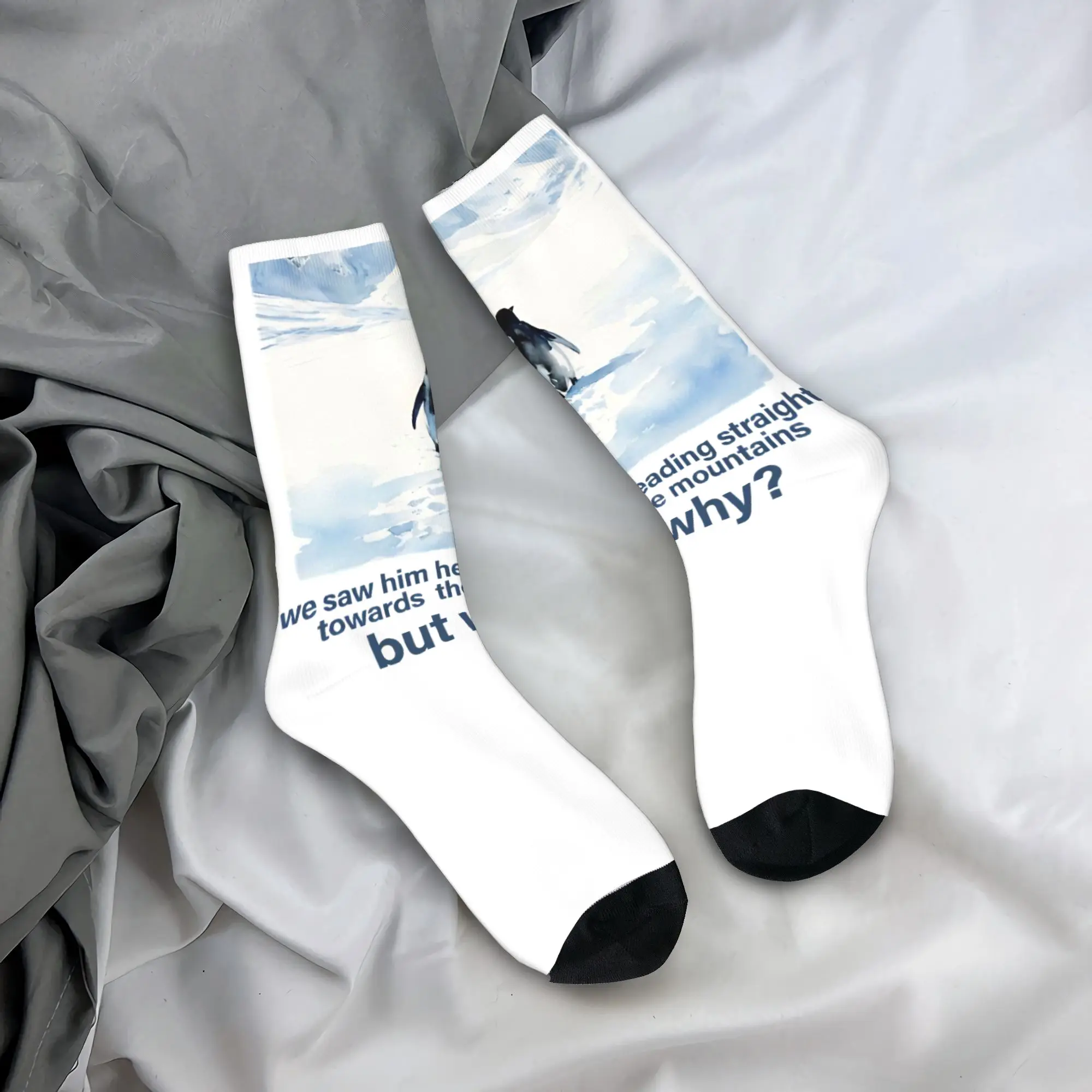 

Nihilist Penguin And Mountain - But Why Socks Graphic Stockings Non Slip Men Socks Medium Soft Spring Novelty Climbing Socks