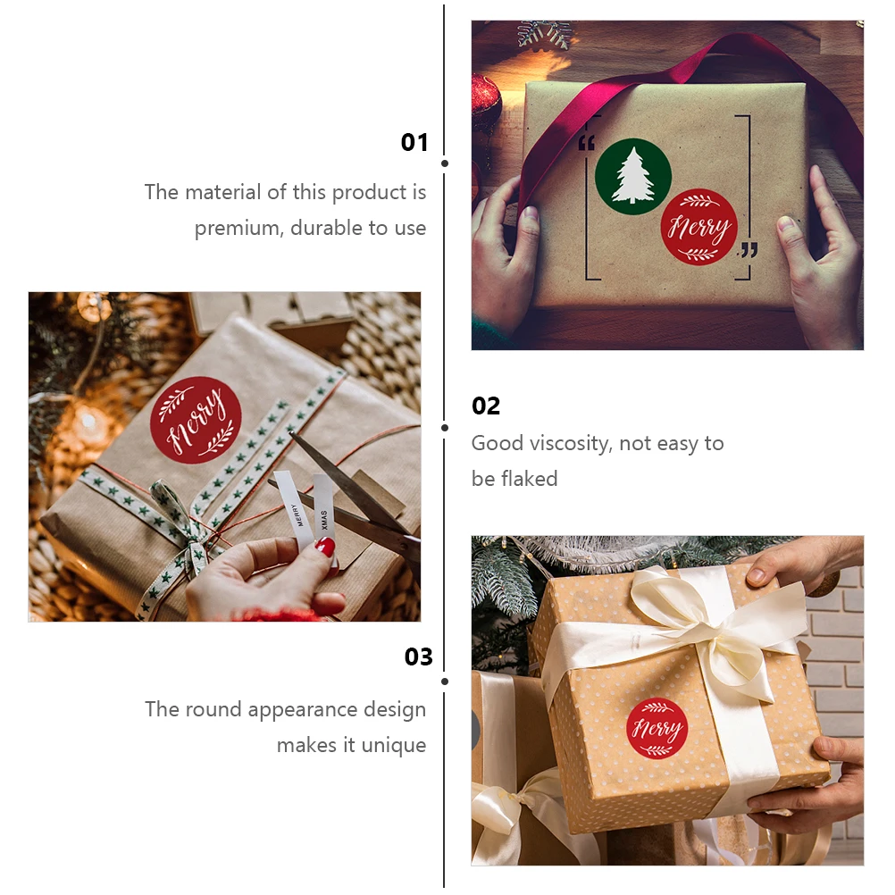 

Circle Stickers Christmas Sealing Gift Bag Holiday Food Adhesive Labels Round Baking Copper Stickers Craft