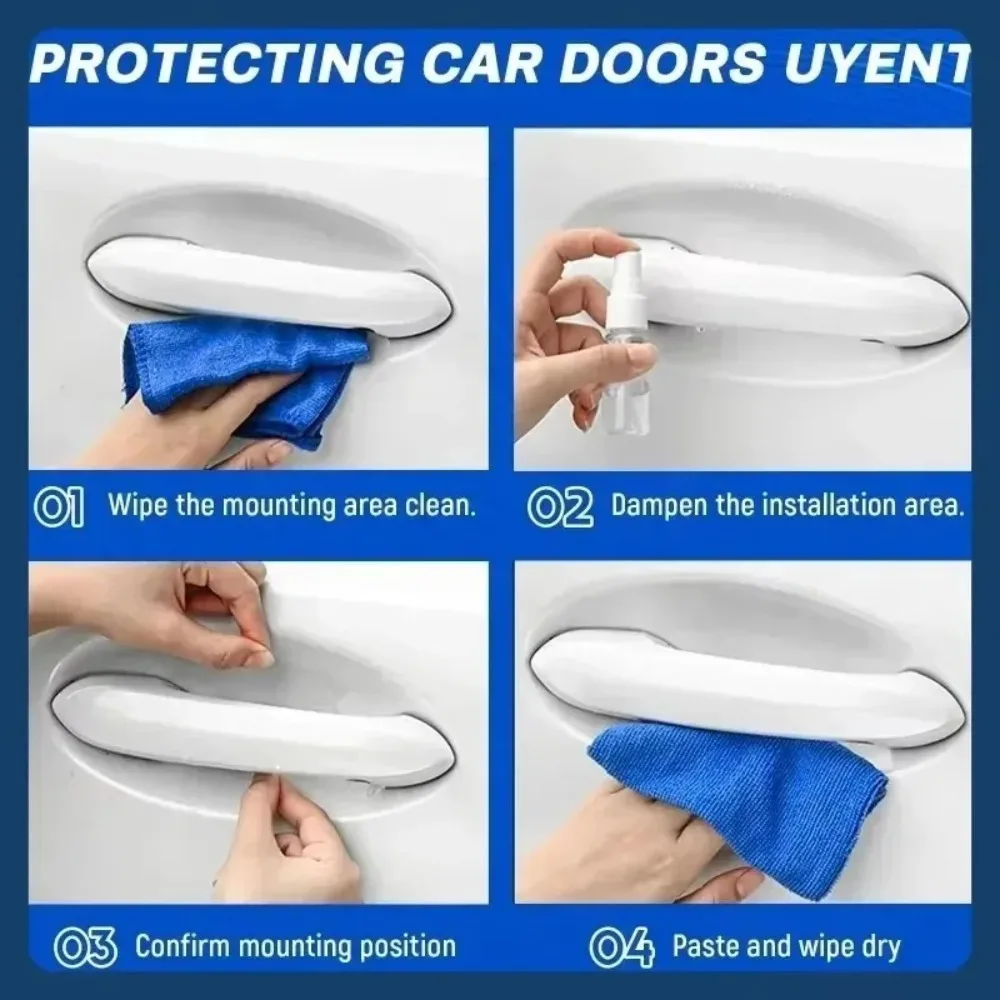 4/8PCS Stickers Transparent Anti-Collision Scratch Protection Universal Car Door Handle Bowl Protective