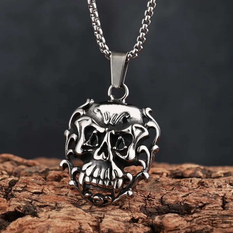 Vintage Engraved Gothic Archangel Slays Demon Shield Pendant Necklace, Street Hip Hop Men's Personalized Neck Jewelry