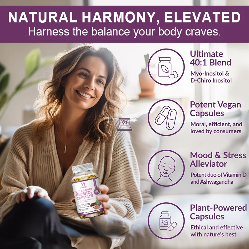 Myo-Inositol & D-Chiro Inositol Capsule with Folate Supports Ovarian Function Hormone Balance Fertility Supplements Beauty Healt