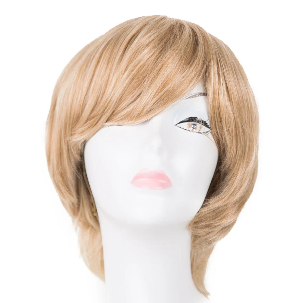 Inclined Bangs Women Day Life Synthetic Heat Resistance Hairpieces Female Male Salon Party Events Hair Blonde Wigs