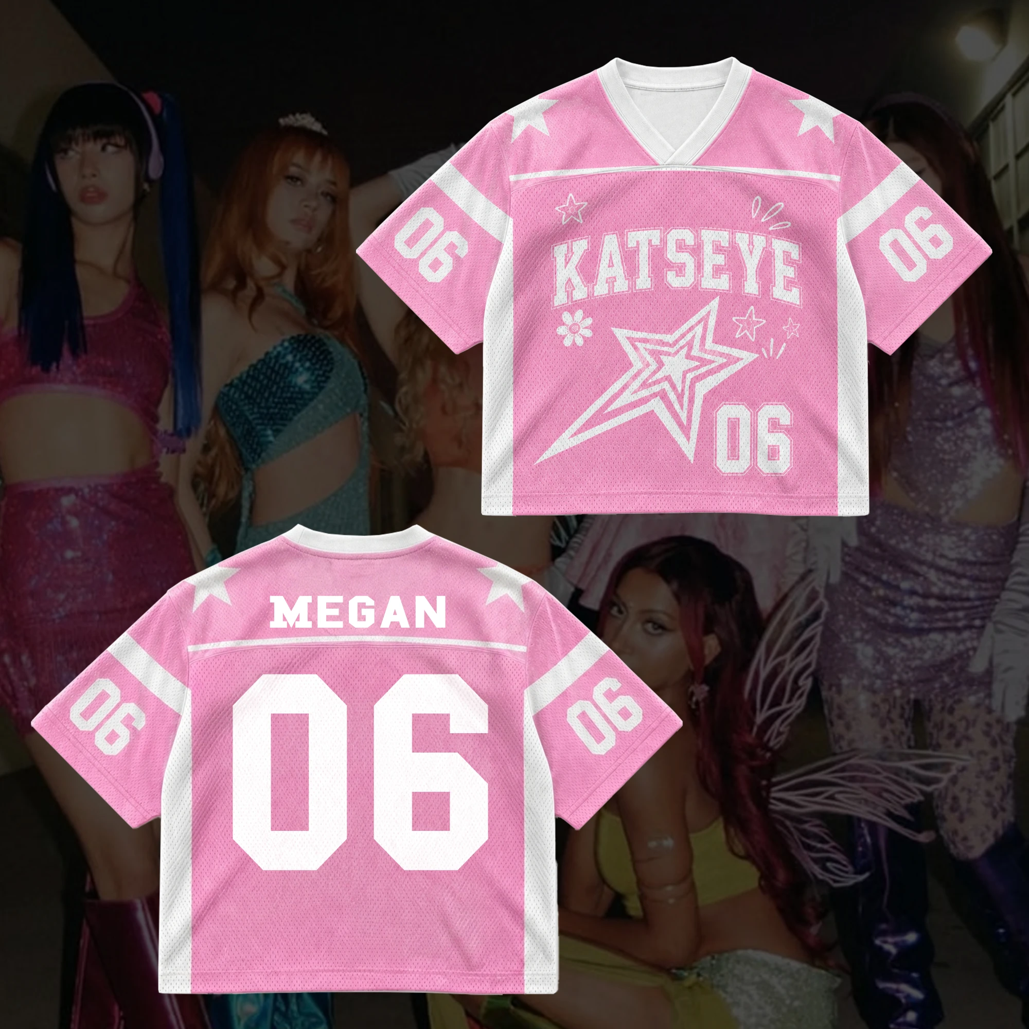 2026 Katseye Pink Star 3D-gedrucktes Jersey für Männer und Frauen, atmungsaktives, schnelltrocknendes Kurzarm-T-Shirt, Familien-Partnerlook-Kleidung – Detail 6