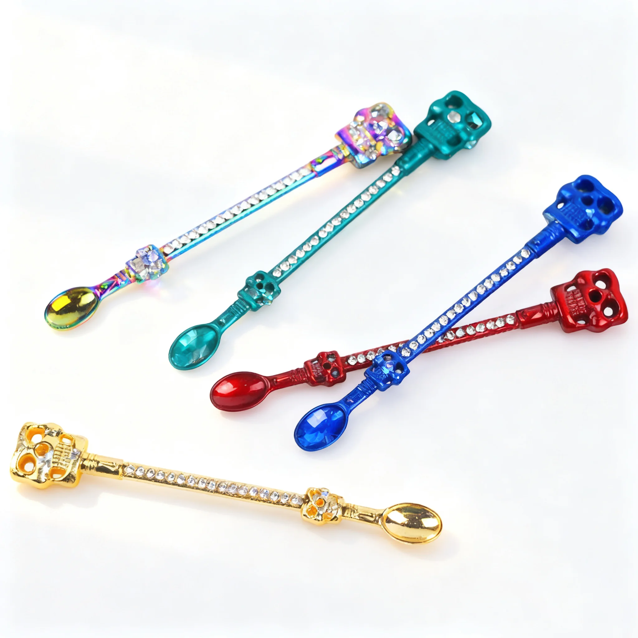 

Skull Diamond Design 9.1cm Multi Color Metal Shovel Tool for Lab Cosmetics Smoking Accessories