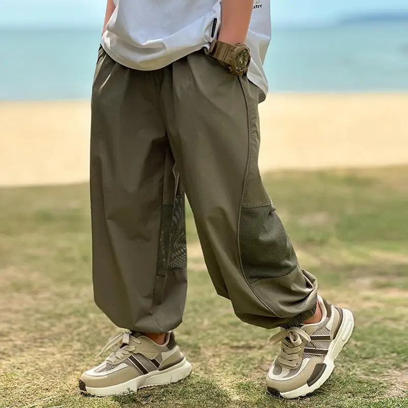 

Spring Summer Fashion High Waist Pockets Kids Quick Drying Children's Clothing Solid Color Loose Casual Children Clothes Pants