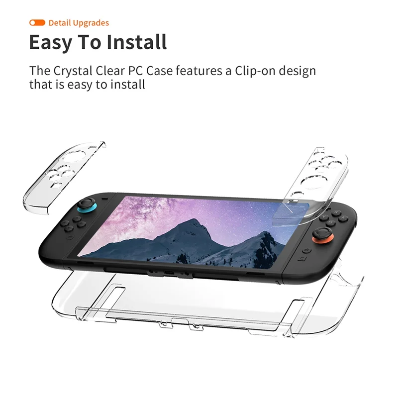 ABJF-PC Hard Shell Case Transparent Crystal Anti-Slip Protective Cover For Switch 2 Full Console Protection