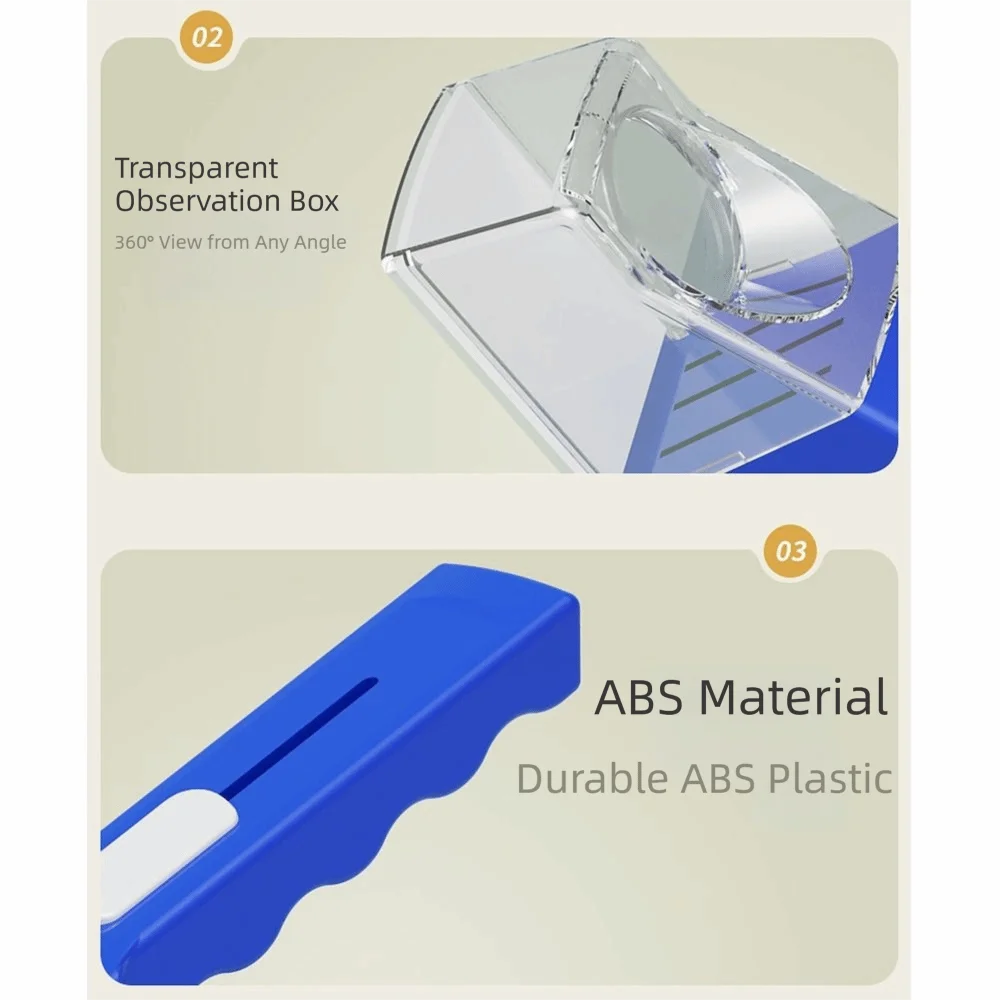 

Transparent Observer Box Handheld Insect Catcher Reusable Tool Safe Capture Portable Insect Observer Push Type Comfortable Grip