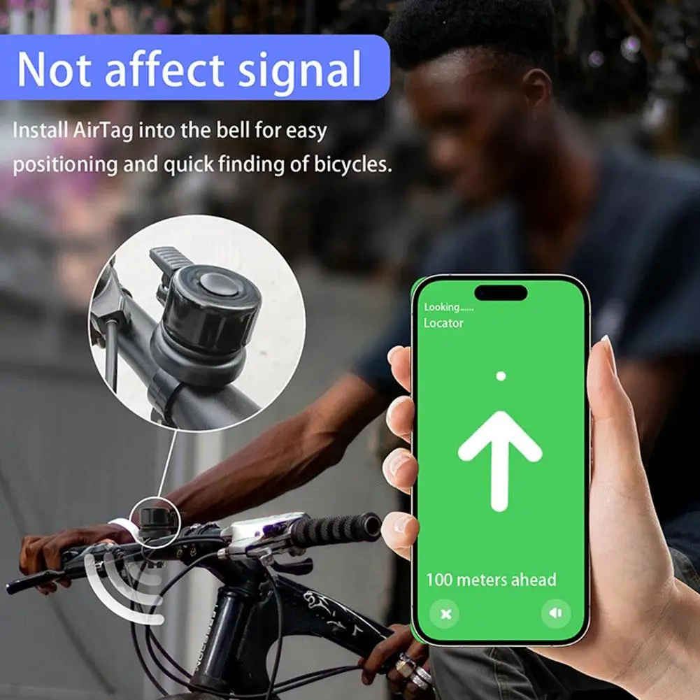 Timbre de bicicleta para Apple Bike Mount GPS Tracker impermeable clásico soporte de latón oculta para airtag debajo de la campana de bicicleta Anti-K6Q4