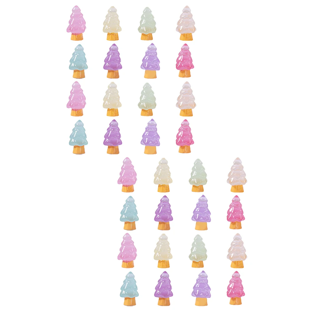 

32pcs Decorations Mini Xmas Miniature Resin Ornaments Glow Adorable Miniature Model in Dark Craft Holiday Model