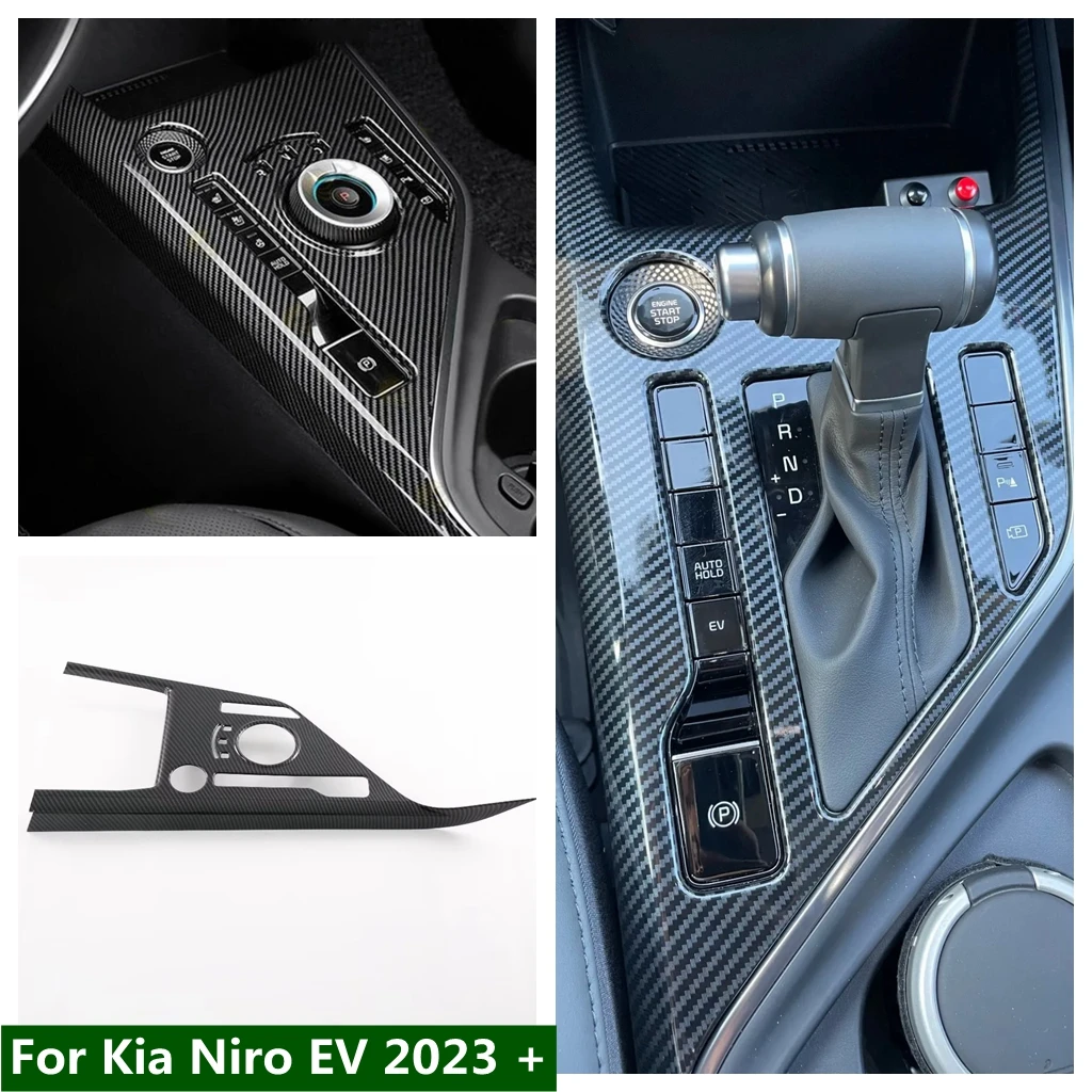 

ABS Carbon Fiber Look Center Console Gear Shift Panel Decoration Frame Cover Trim Fit For Kia Niro EV 2023 2024 Car Accessories