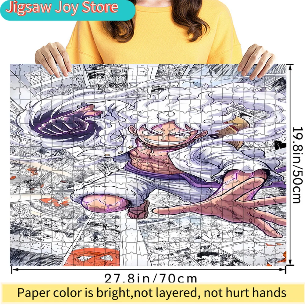 

Premium Paper Jigsaw Puzzle One Piece Monkey D. Luffy Gear 5 Manga Background Scene Anime Art High Quality Cardboard Puzzle for
