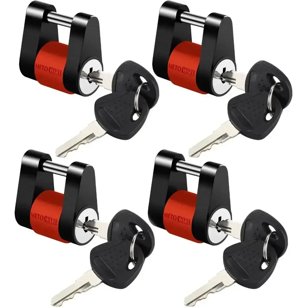 METOWARE Keyed Alike Trailer Coupler Lock, 1/4” Dia, 3/4” Span Heavy-Duty Steel Trailer Tongue Lock for Tow Boat RV Truck Car's