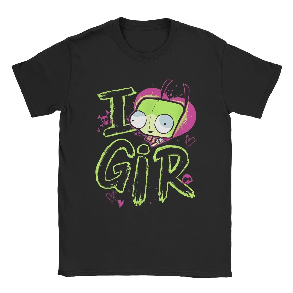 Invader Zim Valentine's Day I Love Gir Men's T Shirt Humorous Tee Shirt Short Sleeve Round Collar T-Shirt Pure Cotton Clothes