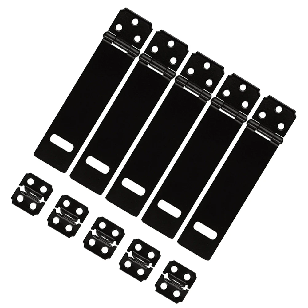 

5Pc 5 Inches Padlock Hasp Door Clasp Hasp Lock Latch Iron Lock for Fastening Gate Cabinet Door (Black)