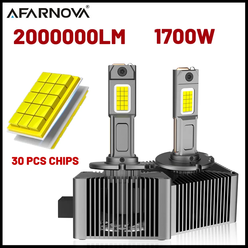

Светодиодные лампы для фар 2000000LM Super Brithe D1S D3S, 1700W, 6000K, белые, D1R D3R, медная U-образная трубка, автомобильные лампы, Plug and Play