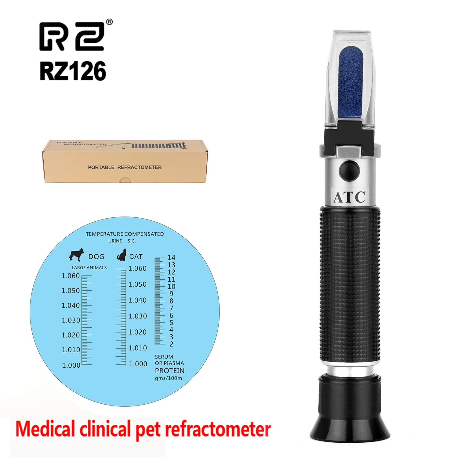 RZ Refractometer House Pet Dog Cat Urine Specific Gravity Protein Serum Plasma Hemoglobin Veterinarians Tools