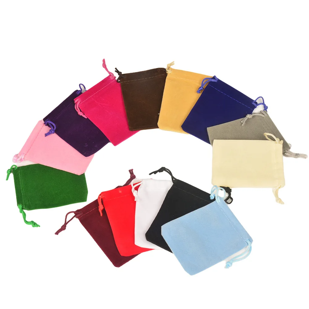 StoBag 5 قطعة المخملية الرباط أكياس اللون الفانيلا الصغيرة مجوهرات هدية التجميل تخزين التعبئة والتغليف المحمولة جيب المنظم الحقيبة
